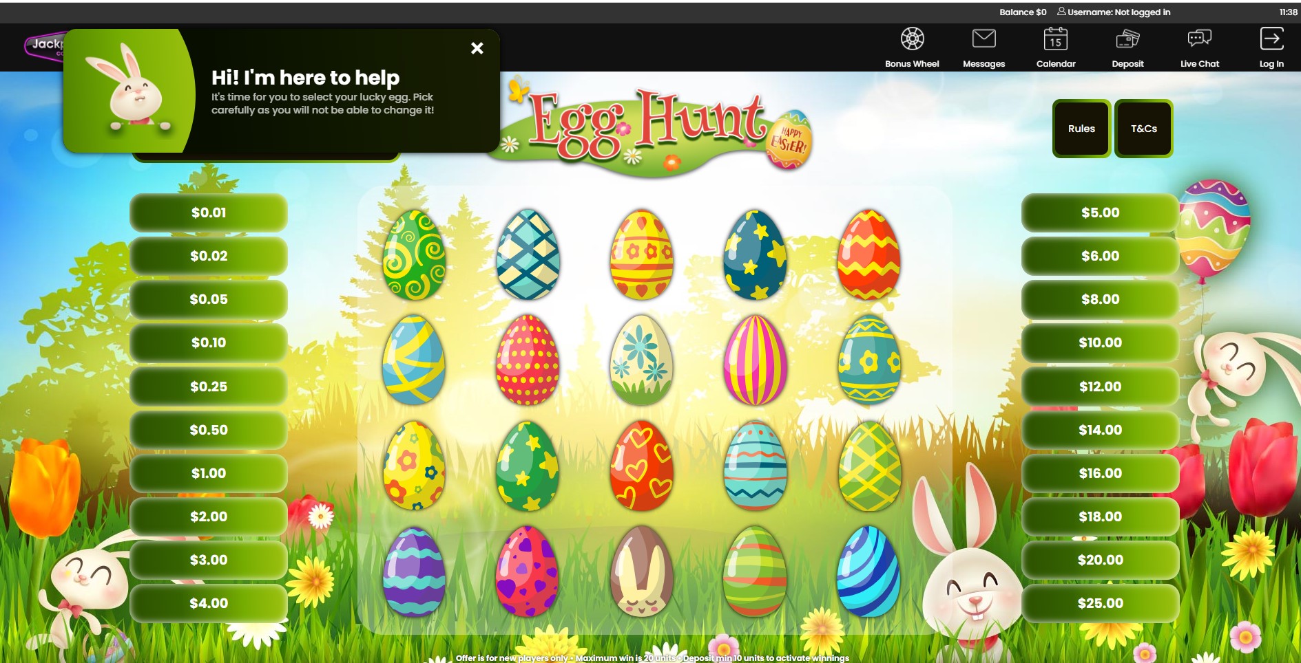 Bonus Game Egg Hunt 50 Free Spins